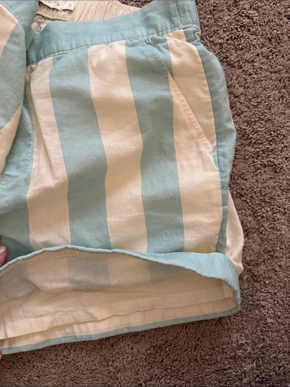Spartina 449 Aqua and White Striped Women’s Shorts - Picture 4 of 4